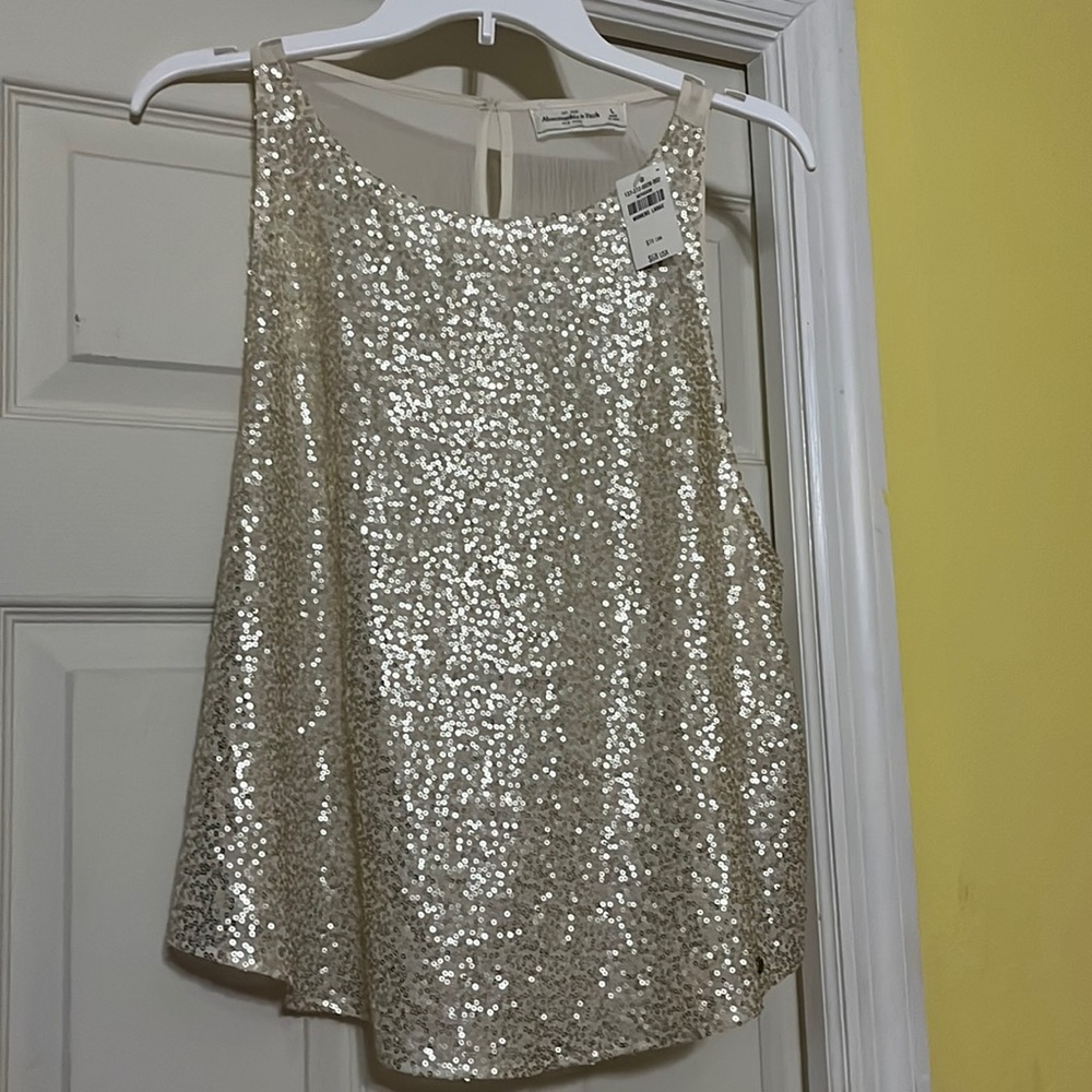 Nwt Abercrombie and Fitch sequin sheer tank top size large